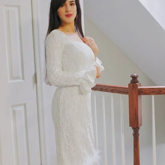 White Lace Midi Dress - Picture 3 of 3